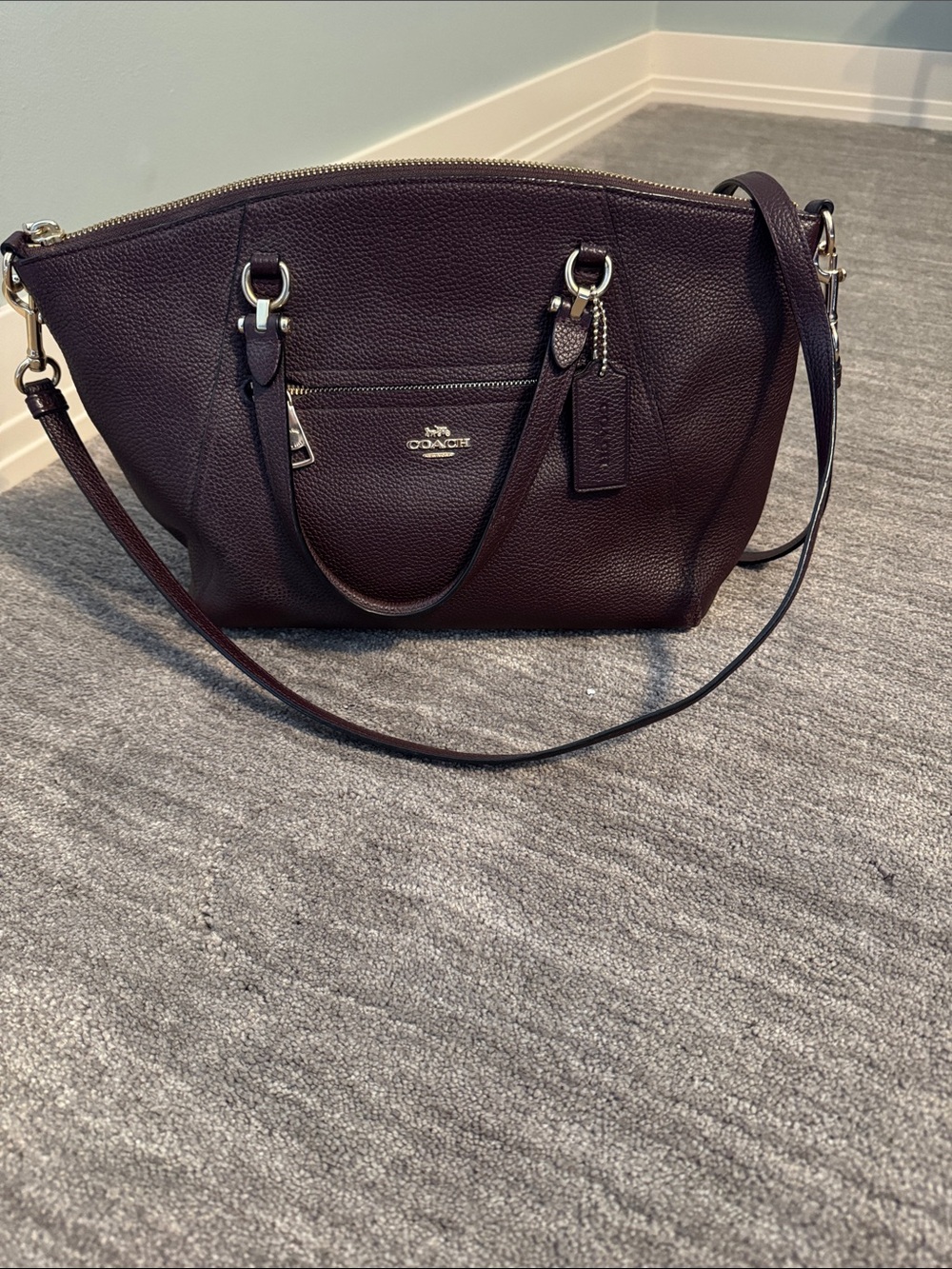 Coach Pebbled Leather Tote in Plum
